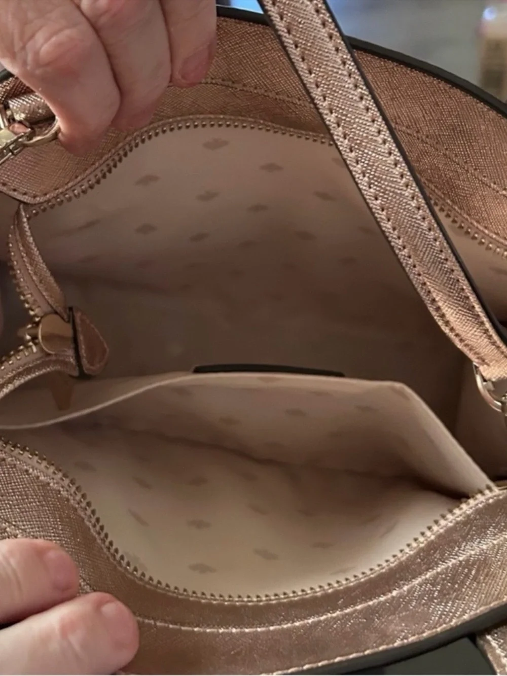 kate spade Rose Gold Glitter Dome Satchel Bag